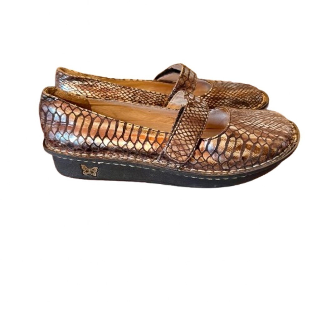 Womens Alegria Feliz Bronze Metallic Mary Jane Flats Shoes Size 38 or 8 - 8.5